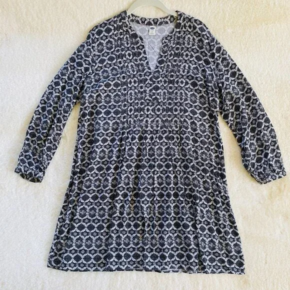 Old Navy Women's Black Snake Print Long-Sleeved Short Dress size Large - Picture 1 of 10